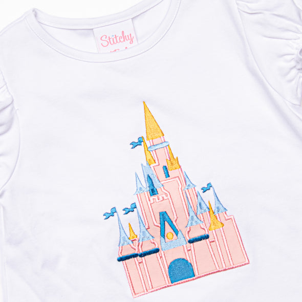 Magical Castle Applique Ruffle Short Set, Pink