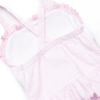 Seersucker Slices Smocked One Piece, Pink