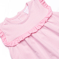 Bonnie Ruffle Short Set, Pink Stripe