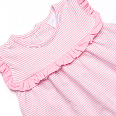 Bonnie Ruffle Short Set, Pink Stripe