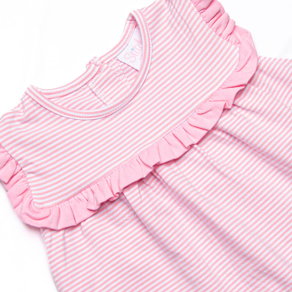 Bonnie Ruffle Short Set, Pink Stripe