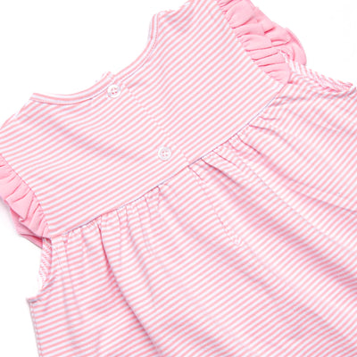 Bonnie Ruffle Short Set, Pink Stripe
