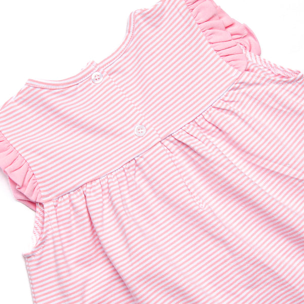 Bonnie Ruffle Short Set, Pink Stripe