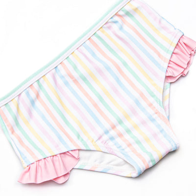 Summer Stripes Long Sleeve Rash Guard Bikini, Pink