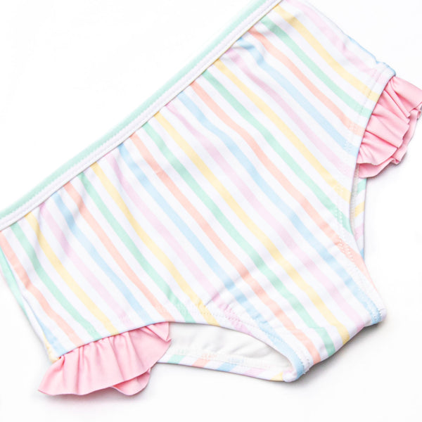 Summer Stripes Long Sleeve Rash Guard Bikini, Pink