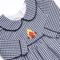 Campfire Tales Applique Collared Romper, Navy