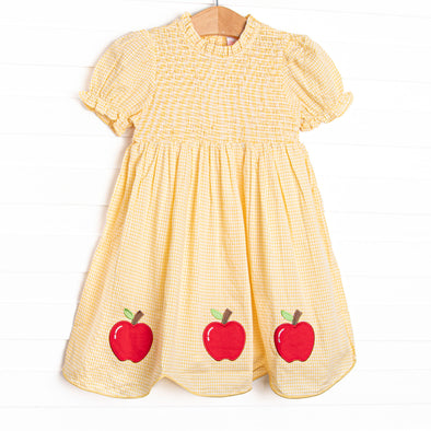 Schoolyard Scallops Applique Dress, Yellow – Stitchy Fish