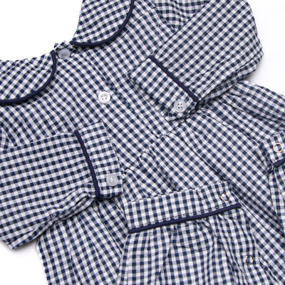 Campfire Tales Applique Collared Romper, Navy