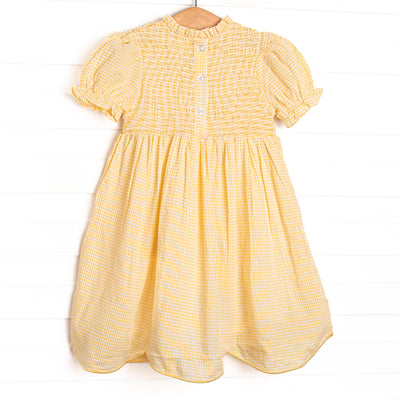Schoolyard Scallops Applique Dress, Yellow