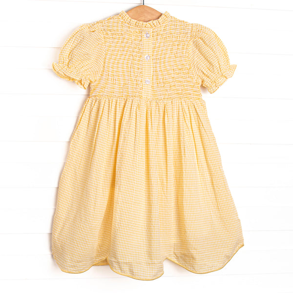 Schoolyard Scallops Applique Dress, Yellow