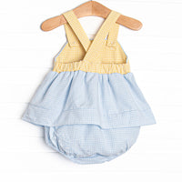 Pineapple Paradise Applique Skirted Bubble, Blue