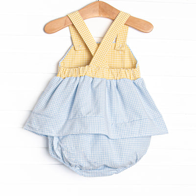 Pineapple Paradise Applique Skirted Bubble, Blue