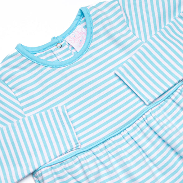Charles Romper, Aqua Stripe