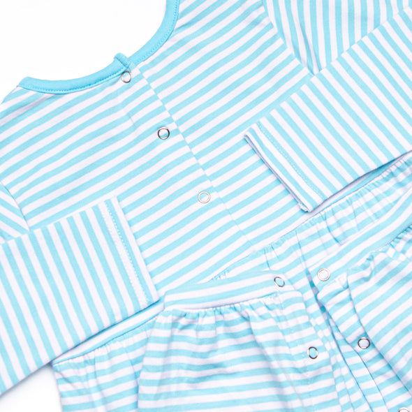 Charles Romper, Aqua Stripe
