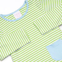 Noah Diaper Set, Blue and Light Green Stripe