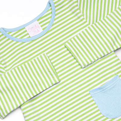 Noah Diaper Set, Blue and Light Green Stripe