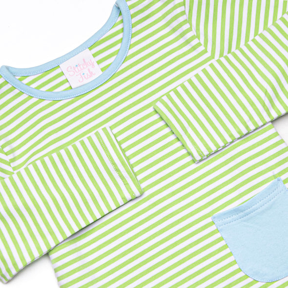 Noah Diaper Set, Blue and Light Green Stripe