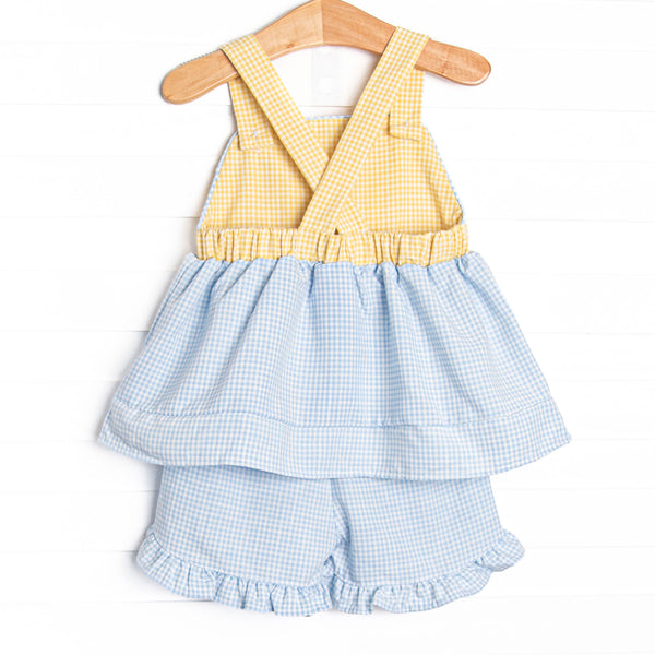 Pineapple Paradise Applique Ruffle Short Set, Blue