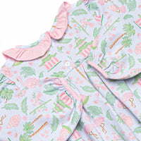 East Wind Luck Long Sleeve Ruffle Neck Bubble, Green