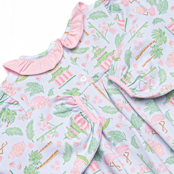 East Wind Luck Long Sleeve Ruffle Neck Bubble, Green