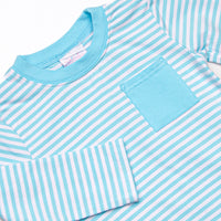 Evan Pant Set, Aqua Stripe