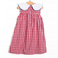 Back to School Banner Embroidered Dress, Red