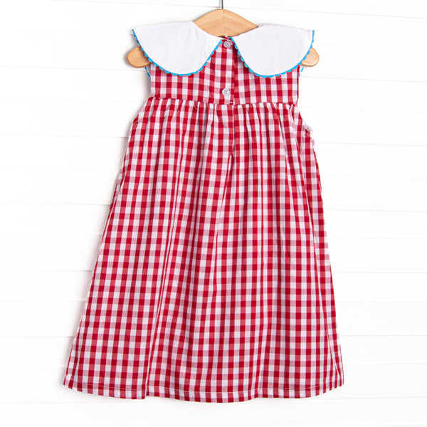 Girl's Back to School Banner Embroide Dress in Red size 24M