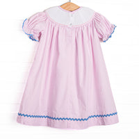 Ready, Set, School Smocked Bishop Dress, Pink