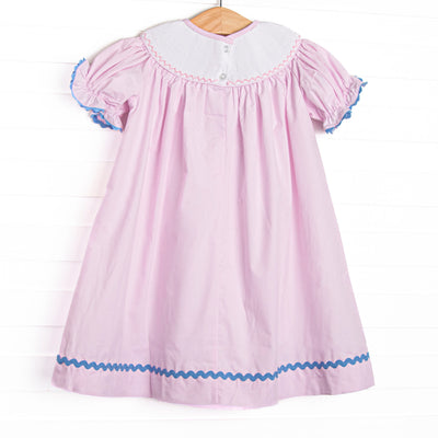 Ready, Set, School Smocked Bishop Dress, Pink