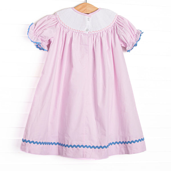Ready, Set, School Smocked Bishop Dress, Pink