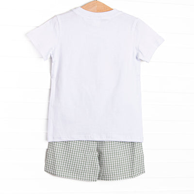 Preparatory Patch Applique Short Set, Green