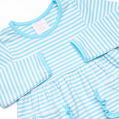 Maisie Pocket Legging Set, Aqua Stripe