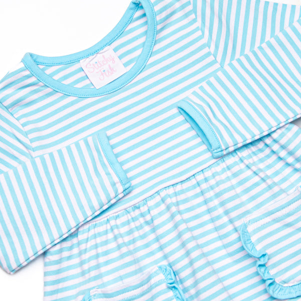 Maisie Pocket Legging Set, Aqua Stripe
