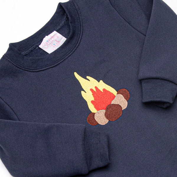 Campfire Tales Applique Sweatshirt Pant Set, Navy