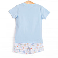 Lessons Learned Applique Short Set, Blue