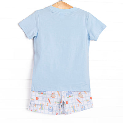 Lessons Learned Applique Short Set, Blue