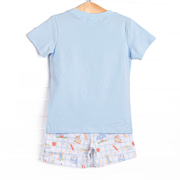 Lessons Learned Applique Short Set, Blue