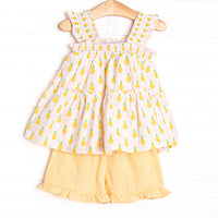 Tropic Like it's Hot Ruffle Short Set, Yellow