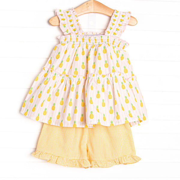 Tropic Like it's Hot Ruffle Short Set, Yellow