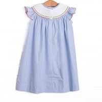 School House Scholar Smocked Bishop Dress, Blue