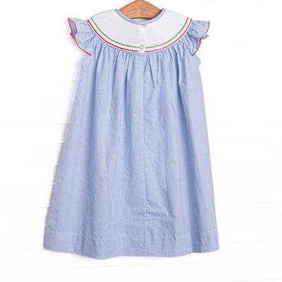 School House Scholar Smocked Bishop Dress, Blue