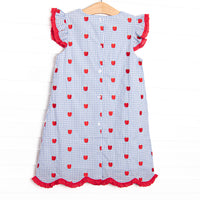 Grade School Gala Embroidered Dress, Blue
