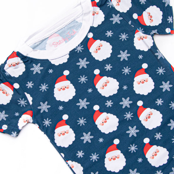 Seasonal Snowfall Bamboo Pajama Short Set, Navy