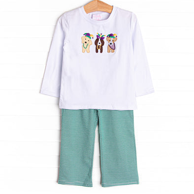 Parade Pups Applique Pant Set, Green