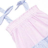 Santorini Seersucker Ruffle Short Set, Blue
