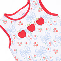 Apple Blossom Bows Applique Dress, Blue