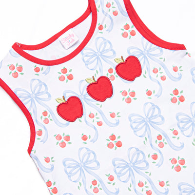 Apple Blossom Bows Applique Dress, Blue