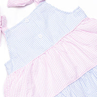 Santorini Seersucker Tiered Dress, Blue