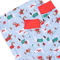 Pups and Presents Bamboo Pajama Set, Blue