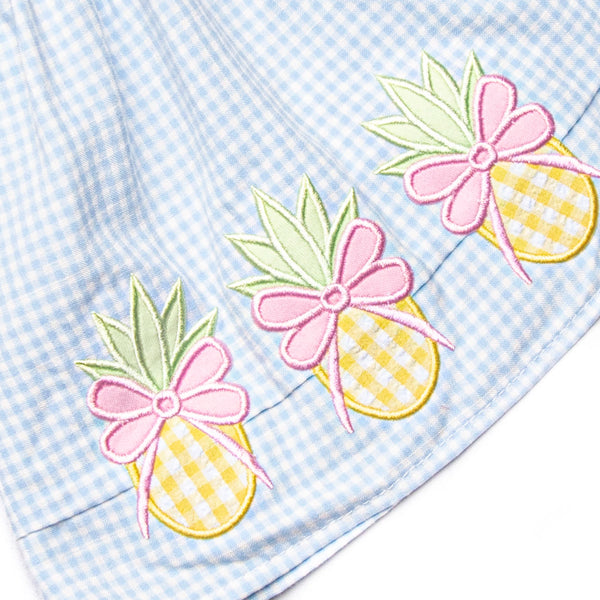 Pineapple Paradise Applique Ruffle Short Set, Blue